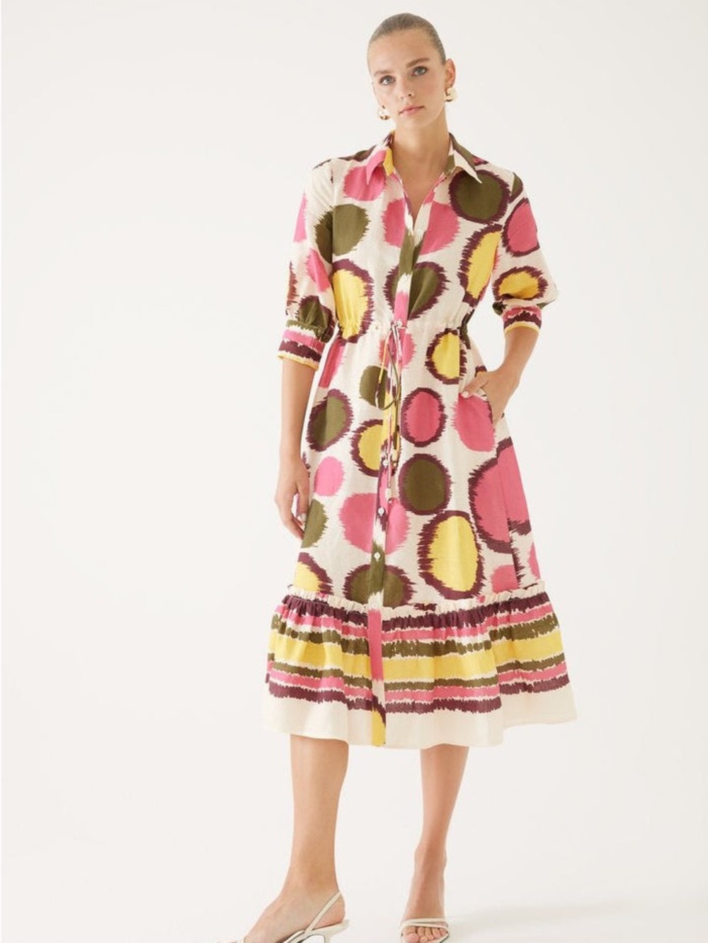 Exquise Linen Midi Shirt Dress